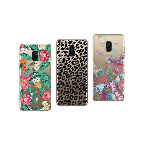 3 Coques Compatibles Samsung Galaxy A8 2018 (5,6 Pouces) Gel Souple Incassable Résistant Antichoc Impression Motif Fantaisie Durable (Pack#3)
