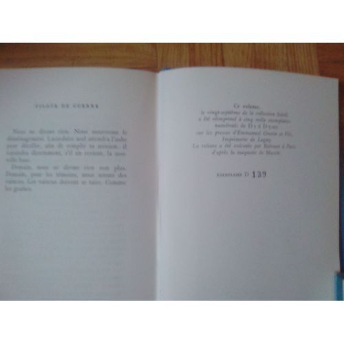 Saint Exupéry Pilote De Guerre , Cartonné Toilé Bleu Collection Soleil Gallimard , Édition 1942 , ( Numéroté N 300 )