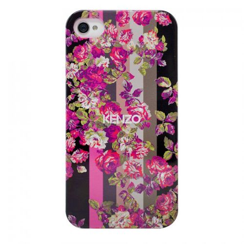 Coque Iphone 4 4s Kenzo Kila Noire A Motif Fleuri Rose Silicone Souple (Tpu)