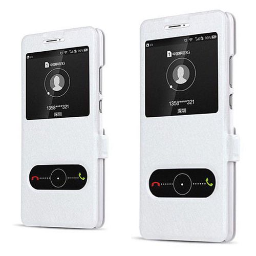 Etui A Rabat Huawei P9 Blanc Double Fenetre Eco-Cuir (Pu)