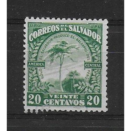 Salvador 1924 : Arbre : Balsamier - Timbre 20 C. Vert Oblitéré