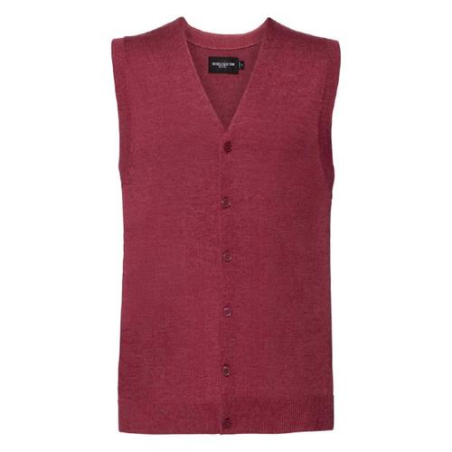 Pull Boutonn? Col V Sans Manches Homme - R-719m-0 Rouge