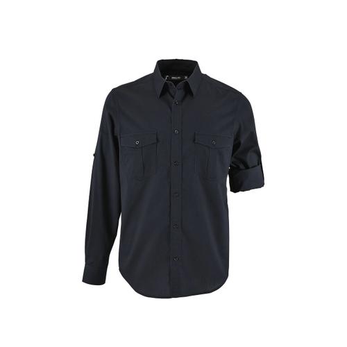 Chemise Homme Manches Longues Retroussables - 02763 - Bleu Marine