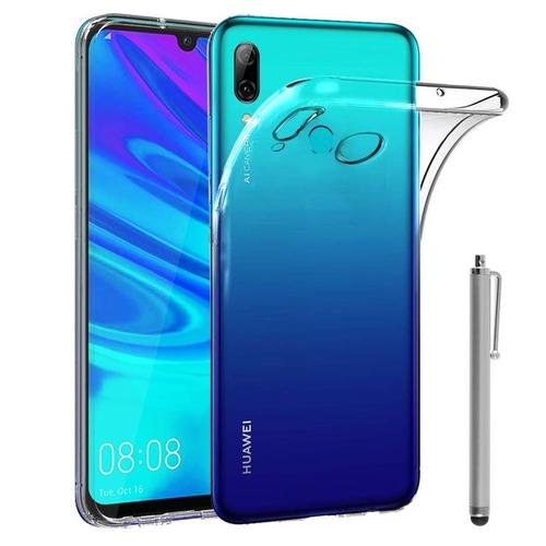 Coque Silicone Pour Huawei P Smart (2019) 6.21" Gel Ultraslim Et Ajustement Parfait - Transparent + Stylet