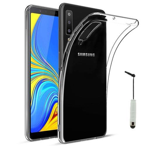Coque Silicone Pour Samsung Galaxy A7 (2018) 6.0" Gel Ultraslim Et Ajustement Parfait - Transparent + Mini Stylet