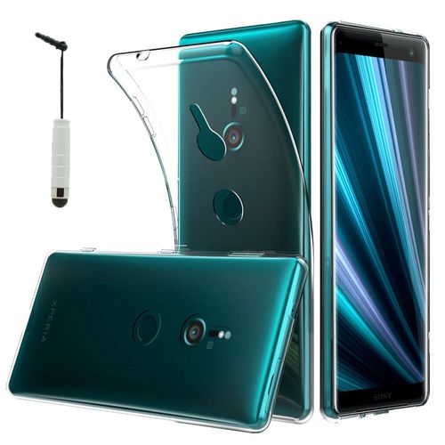 Coque Silicone Pour Sony Xperia Xz3 6.0" Gel Ultraslim Et Ajustement Parfait - Transparent + Mini Stylet