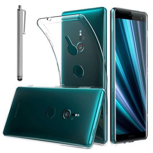 Coque Silicone Pour Sony Xperia Xz3 6.0" Gel Ultraslim Et Ajustement Parfait - Transparent + Stylet
