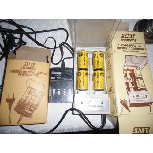 2 chargeurs saft leclanché pour piles - r20nc - r14nc - r6nc - nickel-cadmium