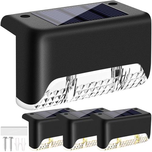 Lampe De Jardin Solaire Led Pour Terrasse, Balcon, Escaliers, Balustrade Avec Capteur Crépusculaire, Pile Aaa, Noir