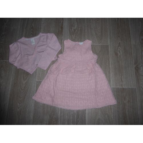 Lot Robe Crochet + Boléro Rose Pâle H&m - 2 Ans