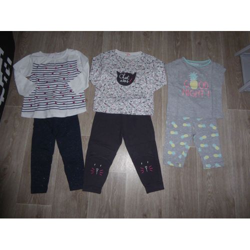 Lot 3 Pyjamas Fille Longs En Jersey - 2 Ans