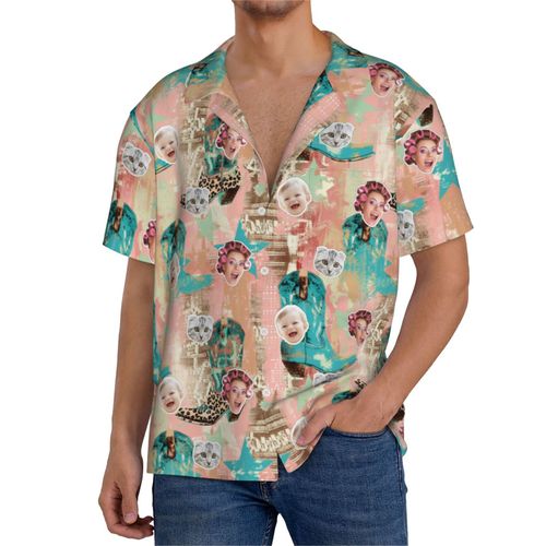 Chemises Hawaïennes Pour Hommes Personnalisées Modèle Sans Couture De Bottes De Cow-Girl Grunge 1 Estivale À Manches Courtes Avec Photo De Votre Animal Compagnie, De Votre Bébé Ou Sur La Plage Cuba