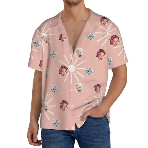 Chemises Hawaïennes Pour Hommes Personnalisées Groovy Boho Modèle Sans Couture Fleurs Des Années 70 12 Estivale À Manches Courtes Avec Photo De Votre Animal Compagnie, Votre Bébé Ou Sur La Plage