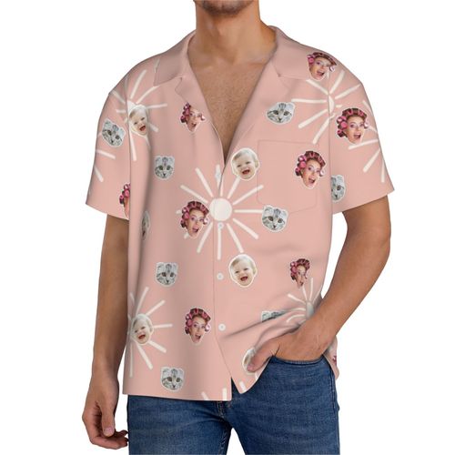 Chemises Hawaïennes Pour Hommes Personnalisées Groovy Boho Modèle Sans Couture Fleurs Des Années 70 12 Estivale À Manches Courtes Avec Photo De Votre Animal Compagnie, Votre Bébé Ou Sur La Plage