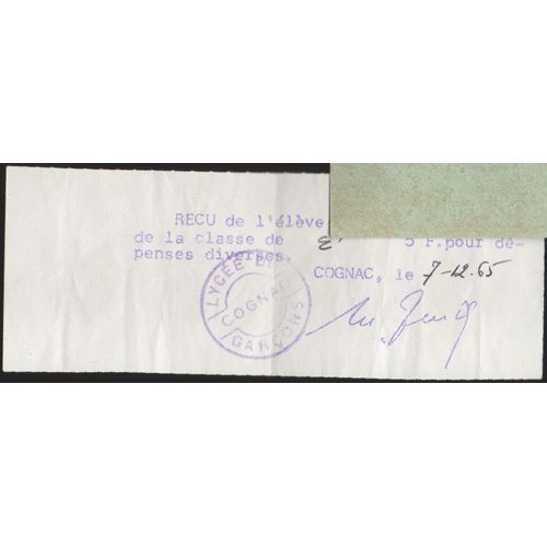 Reçu Pour Dépenses Diverses Lycée De Garçons Cognac 1965