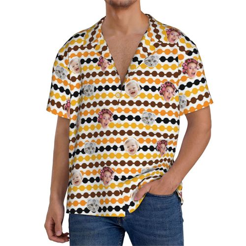 Chemises Hawaïennes Pour Hommes Personnalisées Halloween Glow Citronpaperlab8 Estivale À Manches Courtes Avec Photo De Votre Animal Compagnie, De Votre Bébé Ou Sur La Plage Cuba