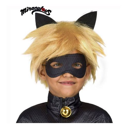 Perruque Et Mi-Masque De Cat Noir En Boîte Pour Enfant (Taille Unique Enfants)