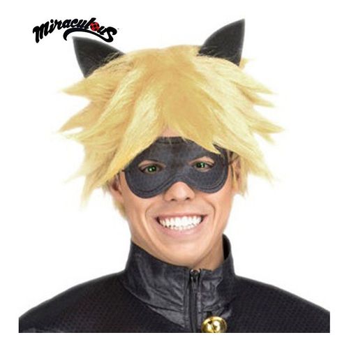 Perruque Et Mi Masque Cat Noir En Boîte Pour Homme (Taille Unique Adulte)