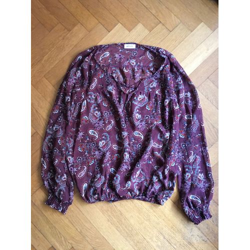 Tunique Blouse Pimkie En Voile Bordeaux Imprimé Taille 36