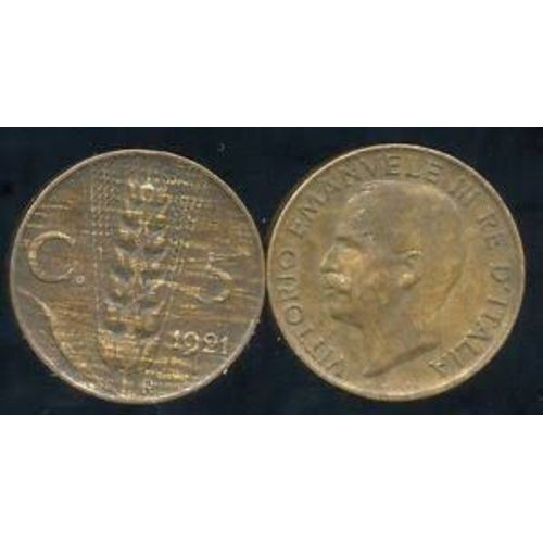 Italie = Pièce De 5 Centesimi De 1921 Lettre R.