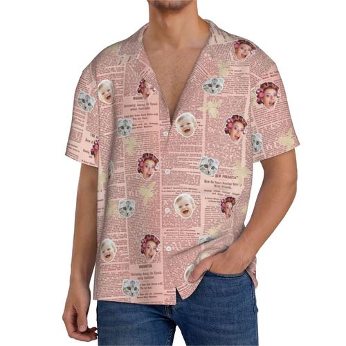 Chemises Hawaïennes Pour Hommes Personnalisées Abeille À Miel Vintage 13 Estivale À Manches Courtes Avec Photo De Votre Animal Compagnie, De Votre Bébé Ou Sur La Plage Cuba