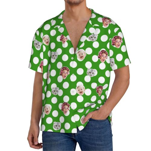Chemises Hawaïennes Pour Hommes Personnalisées Coccinelle9 Estivale À Manches Courtes Avec Photo De Votre Animal Compagnie, De Votre Bébé Ou Sur La Plage Cuba