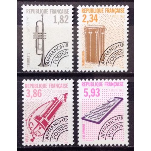 Série Préoblitérés Instruments Musique De 1993 - N° 228 Trompette + 229 + 230 + 231 Neufs** Luxe (= Sans Trace De Charnière) - Cote 8,00 - France Année 1993 - N24094