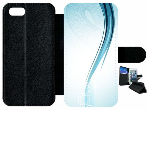 Etui À Rabat Iphone 8 - Forme Bleu Arrondi - Simili-Cuir - Noir