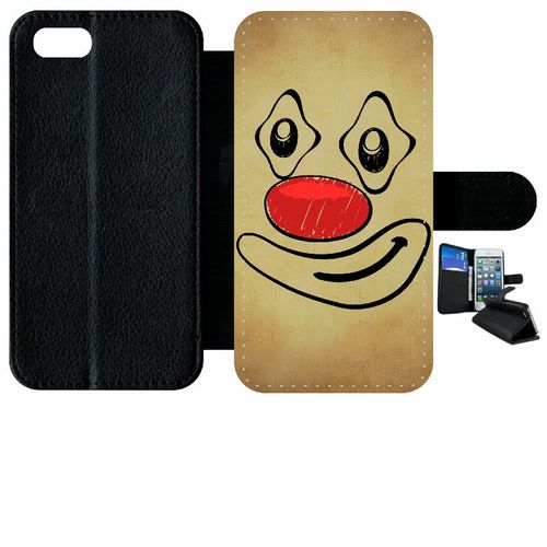 Etui À Rabat Iphone 8 - Smiley Clown Nez Rouge - Simili-Cuir - Noir