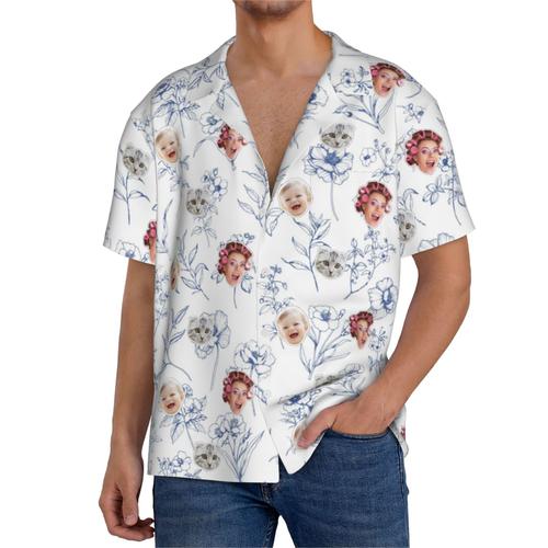 Chemises Hawaïennes Pour Hommes Personnalisées Modèles Sans Couture D'élégance Intemporelle 3 Estivale À Manches Courtes Avec Photo De Votre Animal Compagnie, De Votre Bébé Ou Sur La Plage Cuba