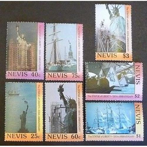 Nevis Neuf Lot De 7 Timbres De 1986 Statue De La Liberté