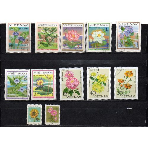 Vietnam- Lot De 16 Timbres Oblitérés- Fleurs Diverses