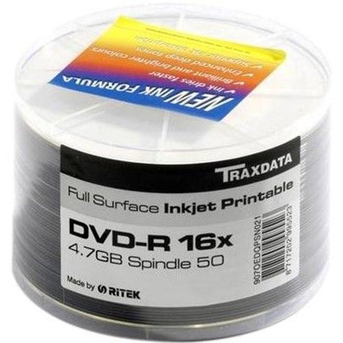 DVD-R 16x Imprimable, 50 pièces en shrink