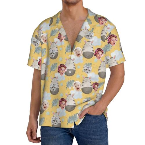 Chemises Hawaïennes Pour Hommes Personnalisées Safari Jungle Bébé9 Estivale À Manches Courtes Avec Photo De Votre Animal Compagnie, De Votre Bébé Ou Sur La Plage Cuba