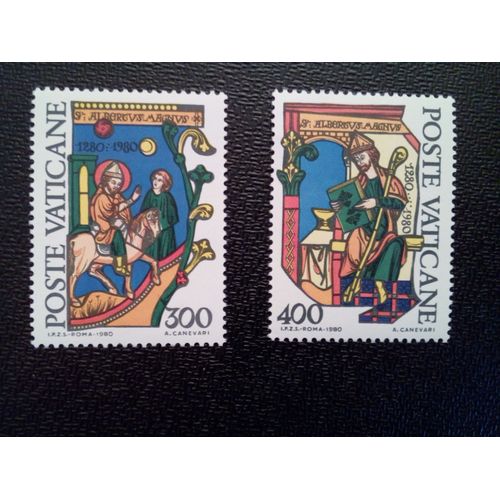 Timbre Vatican Yt 698 / 699 7ème Centenaire De La Mort De Saint Albert Le Grand 1980