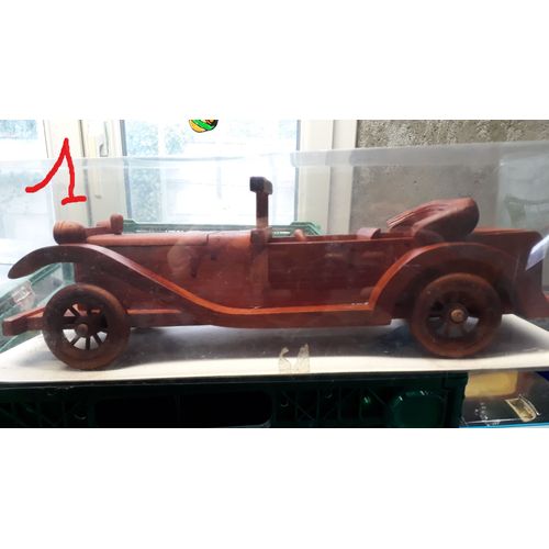 Voiture En Bois Acajou, Lg 37cm, N°1-Buthe