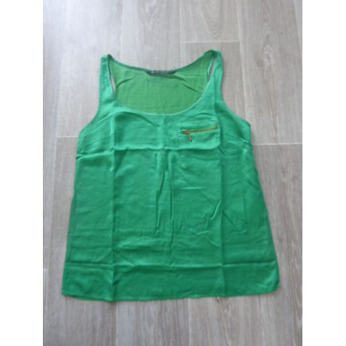Débardeur Satin Vert Vif Zara - L
