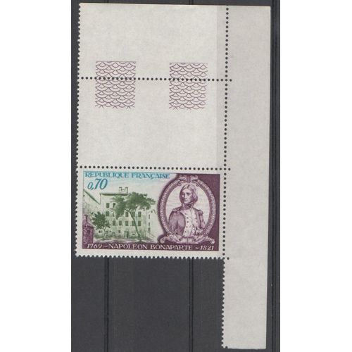 Timbre France 1969 Yvert Et Tellier N°1610 Napoléon Bonaparte 1769 1821 Coin De Feuille Neuf** Gomme Intacte