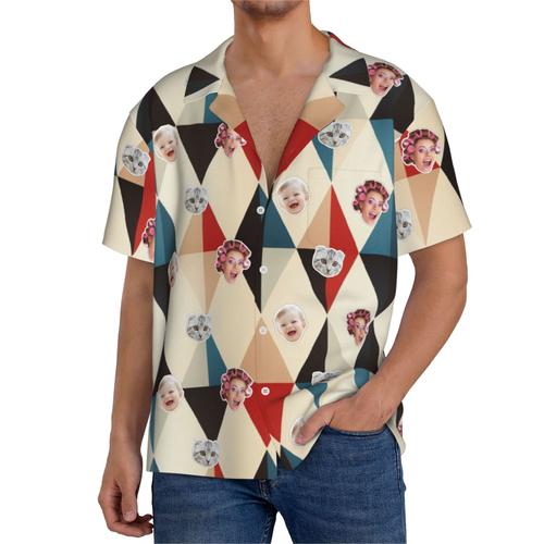 Chemises Hawaïennes Pour Hommes Personnalisées Motif Clown 12 Estivale À Manches Courtes Avec Photo De Votre Animal Compagnie, De Votre Bébé Ou Sur La Plage Cuba