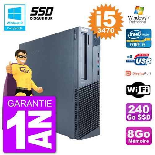 PC Lenovo ThinkCentre M82 SFF i5-3470 RAM 8Go SSD 240Go Graveur DVD Wifi W7