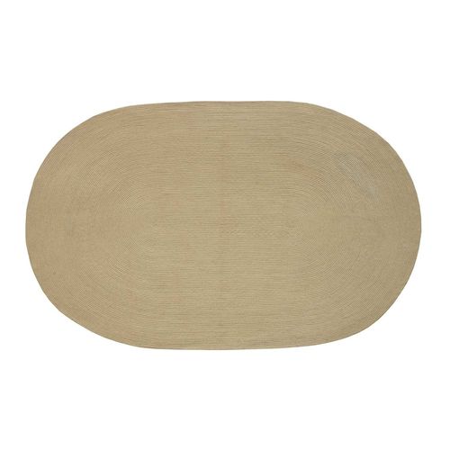 Tapis Ovale Tissé À Plat En Coton Beige, 60 X 90 Cm