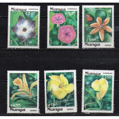 Nicaragua- Série De 6 Timbres Neufs- Fleurs Et Plantes