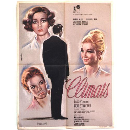 Climats - Véritable Affiche De Cinéma Pliée - Format 60x80 Cm - De Stellio Lorenzi Avec Marina Vlady, Jean-Pierre Marielle, Michel Piccoli, Emmanuelle Riva, Alexandra Stewart - 1962