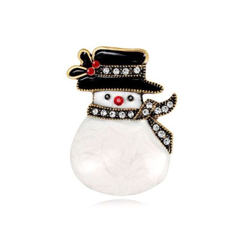 Broche Bonhomme De Neige Chapeau Noir Femme Pinup Rock Roll Strass Sailor