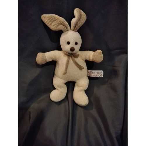 Doudou Peluche Lapin Beige Écru Tricot Billes Anna Club Plush