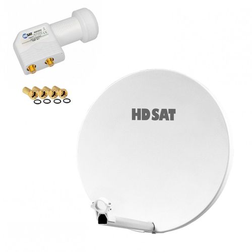 Pack HDSAT Parabole satellite fibre composite Blanche 60cm BRIDES INOX + LNB Twin HD 4K