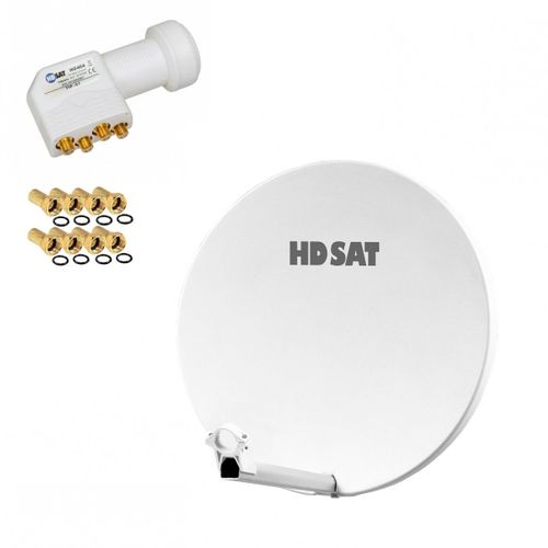 Pack HDSAT Parabole satellite fibre composite Blanche 60cm BRIDES INOX + LNB Quad HD 4K