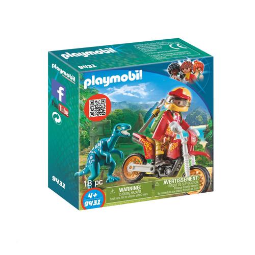 Playmobil The Explorers 9431 - Pilote De Moto Et Raptor