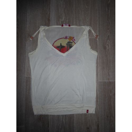 Top Sans Manche Écru Dos Transparent Edc By Esprit - L