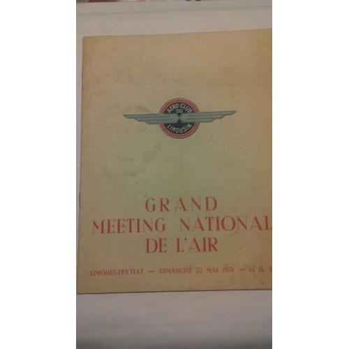 Programme Ancien Grand Meeting National De L Air Aero Club Du Limousin Limoge Feytiat 1951
